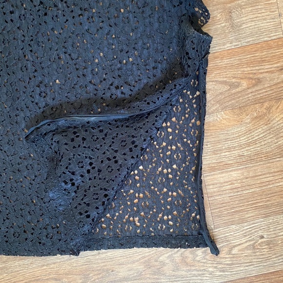 Windsor Black Eyelet Blouse Whimsygoth Romantic Ruffle Sleeve Side Zip Medium - Picture 6 of 8